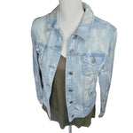 Liverpool Jean Jacket Light Blue White Denim With Tags Buttons Womens Small