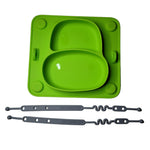 Silicone Suction Childrens Placemat Compartments Green Attach Toys Food Grade
