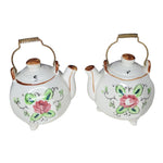 Teapot Salt Pepper Shakers Handles Made in Japan No Plugs Chipped Foot Vintage