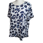 Premise Cheetah Blouse Blue Animal Print Lightweight Womens XL