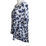 Premise Cheetah Blouse Blue Animal Print Lightweight Womens XL
