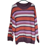 SO Goods For Life Sweater Knit Long Sleeve Autumn Colors Womens L Purple Orange
