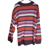 SO Goods For Life Sweater Knit Long Sleeve Autumn Colors Womens L Purple Orange