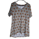 Lularoe Christy T Shirt Tiger Heads Brown Short Sleeve Womens XL