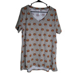 Lularoe Christy T Shirt Tiger Heads Brown Short Sleeve Womens XL