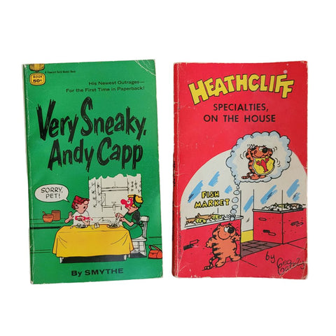 Heathcliff Andy Capp Comic Paperback Books Set of 2 1969 1981 Cat Funny Vtg Couple