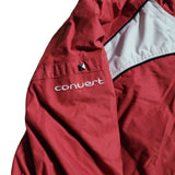 Columbia Covert Jacket Red White Double Zipper Snap Pockets Womens Large No Hood