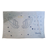 Baby Milestone Blanket Months Infant First Year Angel Wings Soft Star White Blue