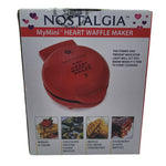 Nostalgia MyMini Heart Waffle Maker Non Stick Compact Red Breakfast Valentine