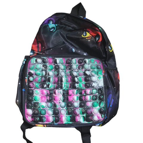 Among Us Backpack Pop It Space Gane Theme Black Colorful 12x10 Pockets Zipper