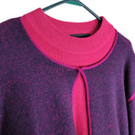 Sag Harbor 2 Pc Set Purple Wool Cardigan Pink Acrylic Sweatshirt Womens XL