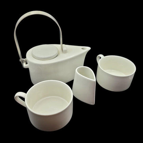 Tea Forte Pot Cups Teardrop Set Metal Handle Five Pieces Basic