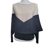 Two Toned Batwing Sleeve Knitted Dolman Sweater Pullover Soft Women Sm Med Lg