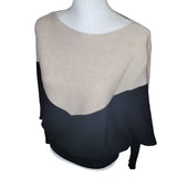 Two Toned Batwing Sleeve Knitted Dolman Sweater Pullover Soft Women Sm Med Lg