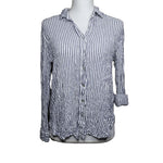 Jane Delacey Striped Shirt Button Down Rayon Spandex Womens Medium