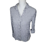 Jane Delacey Striped Shirt Button Down Rayon Spandex Womens Medium