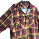 Old Navy Flannel Lined Shacket Shirt Jacket Button Down Yellow Red Womens XL