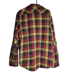 Old Navy Flannel Lined Shacket Shirt Jacket Button Down Yellow Red Womens XL