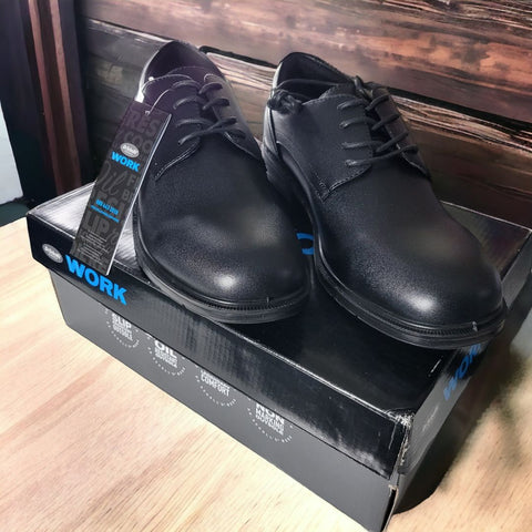 Dr Scholls Work Shoes Roberts Black Mens 8.5 Slip Oil Resistant Gel Comfort New