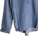 LOFT Jean Denim Blue Half Button Blouse Collared Long Sleeve Womens XL