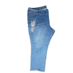 Woman Within Blue Denim Jeans Embroidered Flowers Womens Plus Size 28W
