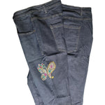 Denim 24/7 Embellished Jeans Dark Wash Womens Plus Size 30W Pants Sequin