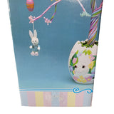 Bunny Parade Easter Egg Tree Rabbit Handpainted Porcelain Twisted Colorful Decor
