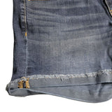 American Eagle Outfitters Boy Midi Shorts Womens Size 4 Raw Hem Dark Wash Jean