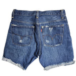 Levis Jeans Distressed Ripped Shorts Blue Denim Holes Womens 28W High Waisted