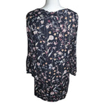 Style & Co Dress Blouse Black Floral Lightweight Tie Bell Sleeve Womens Large