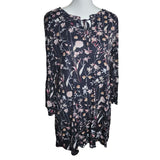Style & Co Dress Blouse Black Floral Lightweight Tie Bell Sleeve Womens Large