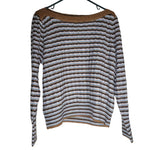 Nine West Striped Sweater Soft Womens Large Brown Blue Knit