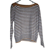 Nine West Striped Sweater Soft Womens Large Brown Blue Knit