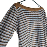 Nine West Striped Sweater Soft Womens Large Brown Blue Knit