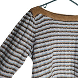 Nine West Striped Sweater Soft Womens Large Brown Blue Knit