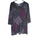Christopher and Banks Blouse Tunic Button Back Pockets Black Purple Womens Large