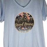 Grand Marais Michigan Upper Peninsula Tee Shirt Womens XL Yooper Floral Midwest