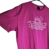 Gildan Lake Superior Michigan Upper Peninsula Womens Pink XL Sunset Tee Shirt