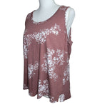 Mourices 24/7 Activewear Tank Sleeveless Shirt Brown Floral Womems Large