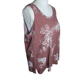Mourices 24/7 Activewear Tank Sleeveless Shirt Brown Floral Womems Large