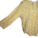 St Johns Bay Floral Blouse Peasant Yellow Orange Flowers Womens XL