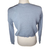 Sincerely Jules Adjustable Sweater Cropped Front Ruched Blue Knit Womens Small