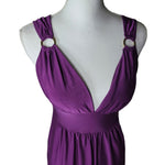 Alyn Paige Purple Strap Dress Gold Ring Womens Size M Shiny Soft Lightweight