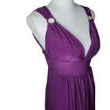 Alyn Paige Purple Strap Dress Gold Ring Womens Size M Shiny Soft Lightweight