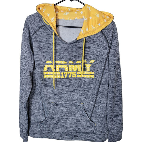 Army Performance Hoodie Gray Yellow Womens Large Military Family Sweatshirt