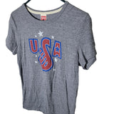 Homage USA Tee Shirt Gray Red Womens Junior Large Clothing