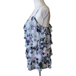 Candies Ruffle Tank Floral Chiffon Blue Purple Womens Large Spaghetti Strap