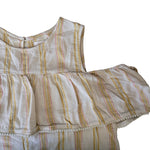 LC Lauren Conrad Cold Shoulder Peek a Boo Yellow Vertical Stripe Womens Large