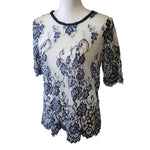 Maurices Lace Floral Netting Delicate Blue White Doily Womens Large