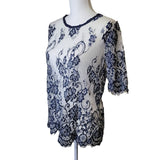 Maurices Lace Floral Netting Delicate Blue White Doily Womens Large